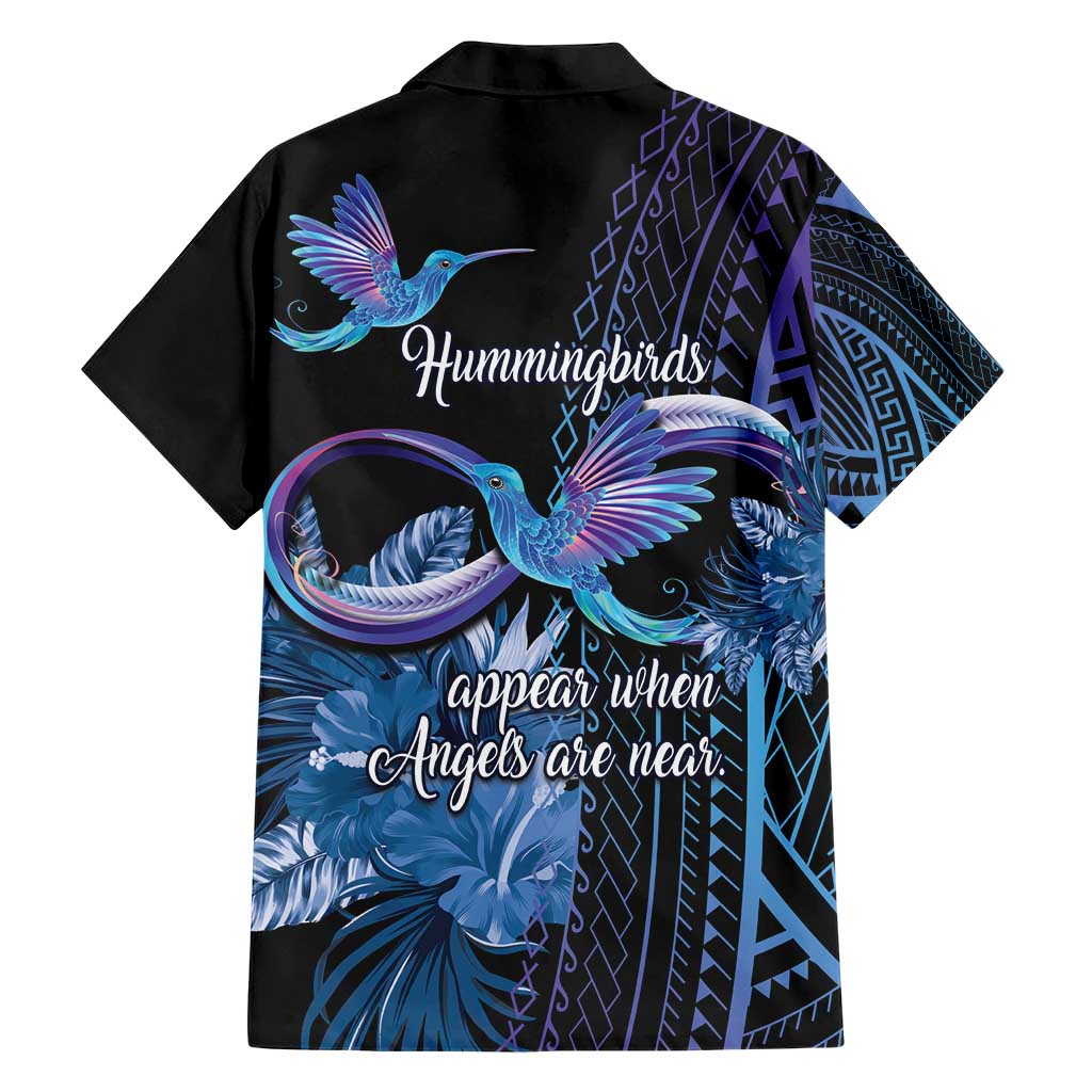Polynesian Memorial Family Matching Short Sleeve Bodycon Dress and Hawaiian Shirt Hummingbirds Appear When Angels Are Near LT14 - Polynesian Pride