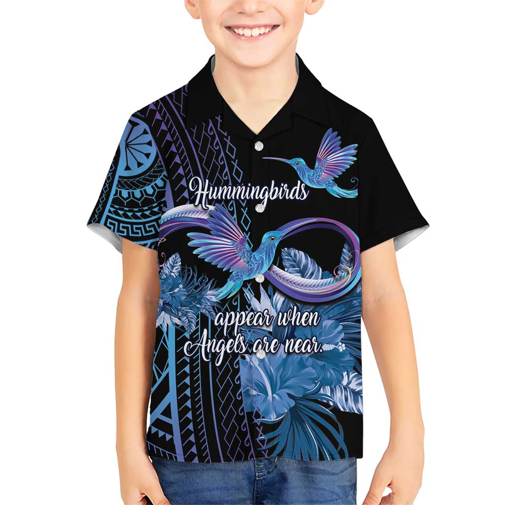 Polynesian Memorial Kid Hawaiian Shirt Hummingbirds Appear When Angels Are Near LT14