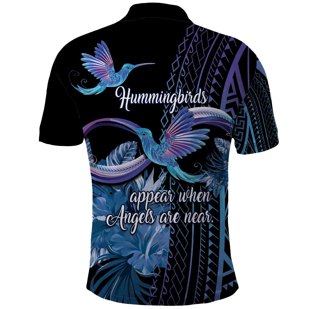 Polynesian Memorial Polo Shirt Hummingbirds Appear When Angels Are Near LT14