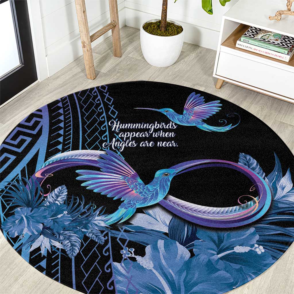 Polynesian Memorial Round Carpet Hummingbirds Appear When Angels Are Near