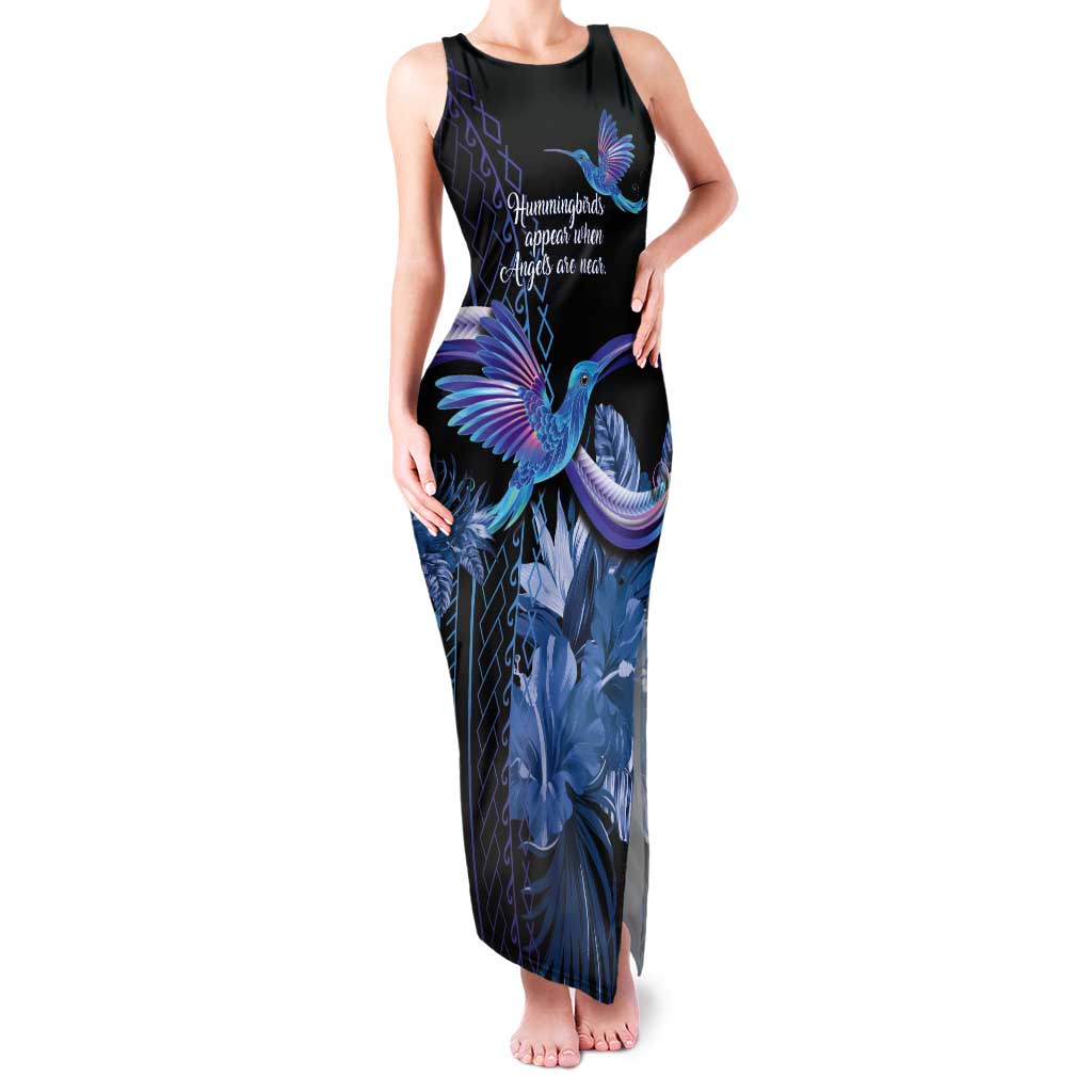 Polynesian Memorial Tank Maxi Dress Hummingbirds Appear When Angels Are Near LT14