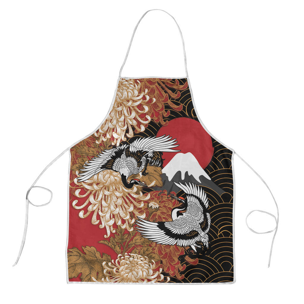 Japan Spider Chrysanthemum and Cranes Apron Japanese Kudamono Kiku Tsuru