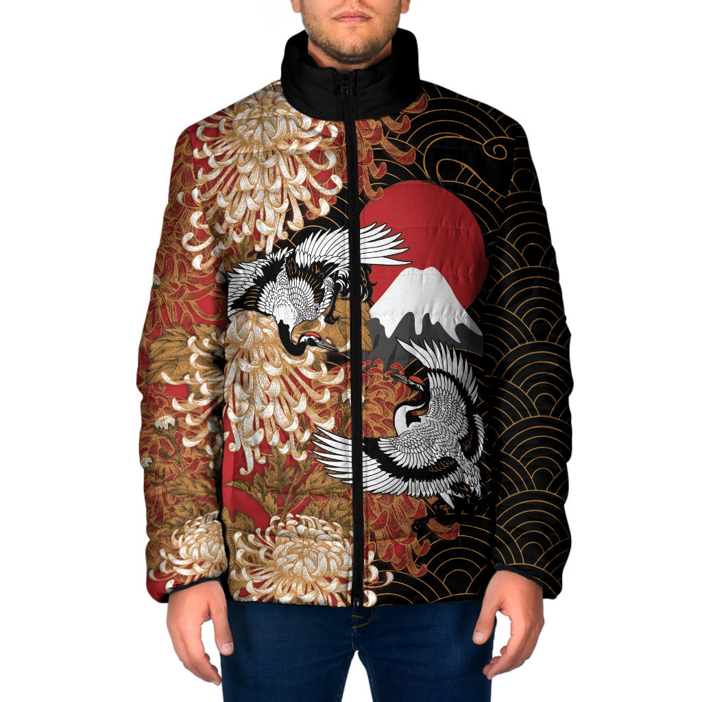 Japan Spider Chrysanthemum and Cranes Padded Jacket Japanese Kudamono Kiku Tsuru