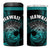 Hawaii 4 in 1 Can Cooler Tumbler Kakau Warrior Helmet Gradient Turquoise Polynesian