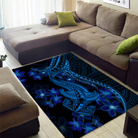 Blue Polynesia Shark Tattoo Area Rug With Polynesian Plumeria LT14 - Polynesian Pride