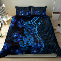 Blue Polynesia Shark Tattoo Bedding Set With Polynesian Plumeria LT14 - Polynesian Pride