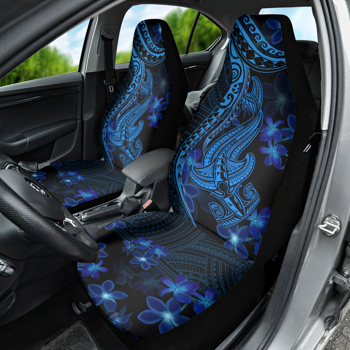 Blue Polynesia Shark Tattoo Car Seat Cover With Polynesian Plumeria LT14 - Polynesian Pride