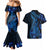 Blue Polynesia Shark Tattoo Couples Matching Mermaid Dress and Hawaiian Shirt With Polynesian Plumeria LT14 - Polynesian Pride