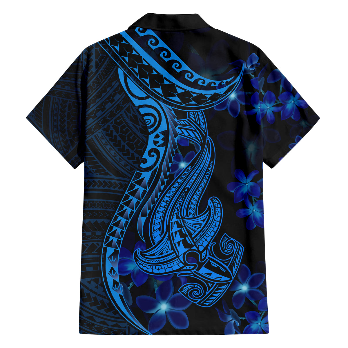 Blue Polynesia Shark Tattoo Family Matching Long Sleeve Bodycon Dress and Hawaiian Shirt With Polynesian Plumeria LT14 - Polynesian Pride