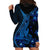 Blue Polynesia Shark Tattoo Hoodie Dress With Polynesian Plumeria LT14 - Polynesian Pride