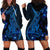 Blue Polynesia Shark Tattoo Hoodie Dress With Polynesian Plumeria LT14 - Polynesian Pride