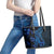 Blue Polynesia Shark Tattoo Leather Tote Bag With Polynesian Plumeria LT14 - Polynesian Pride