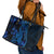 Blue Polynesia Shark Tattoo Leather Tote Bag With Polynesian Plumeria LT14 - Polynesian Pride