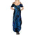 Blue Polynesia Shark Tattoo Summer Maxi Dress With Polynesian Plumeria LT14 - Polynesian Pride