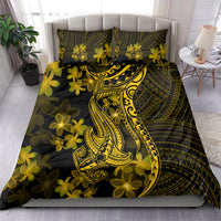 Gold Polynesia Shark Tattoo Bedding Set With Polynesian Plumeria LT14 - Polynesian Pride