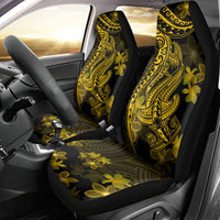 Gold Polynesia Shark Tattoo Car Seat Cover With Polynesian Plumeria LT14 - Polynesian Pride