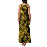 Gold Polynesia Shark Tattoo Family Matching Tank Maxi Dress and Hawaiian Shirt With Polynesian Plumeria LT14 - Polynesian Pride
