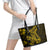 Gold Polynesia Shark Tattoo Leather Tote Bag With Polynesian Plumeria LT14 - Polynesian Pride