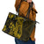 Gold Polynesia Shark Tattoo Leather Tote Bag With Polynesian Plumeria LT14 - Polynesian Pride