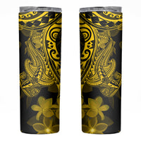 Gold Polynesia Shark Tattoo Skinny Tumbler With Polynesian Plumeria
