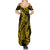 Gold Polynesia Shark Tattoo Summer Maxi Dress With Polynesian Plumeria LT14 - Polynesian Pride