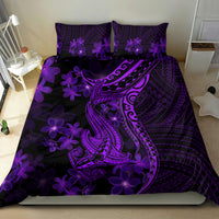 Purple Polynesia Shark Tattoo Bedding Set With Polynesian Plumeria LT14 - Polynesian Pride