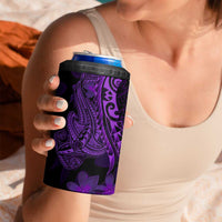 Purple Polynesia Shark Tattoo 4 in 1 Can Cooler Tumbler With Polynesian Plumeria