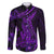 Purple Polynesia Shark Tattoo Family Matching Mermaid Dress and Hawaiian Shirt With Polynesian Plumeria LT14 Dad's Shirt - Long Sleeve Purple - Polynesian Pride