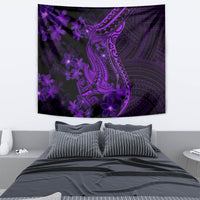 Purple Polynesia Shark Tattoo Tapestry With Polynesian Plumeria LT14 - Polynesian Pride