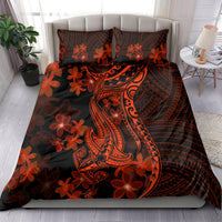 Red Polynesia Bedding Set Shark Tattoo With Polynesian Plumeria LT14 - Polynesian Pride