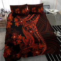 Red Polynesia Bedding Set Shark Tattoo With Polynesian Plumeria LT14 - Polynesian Pride