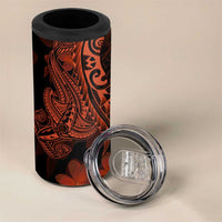 Red Polynesia 4 in 1 Can Cooler Tumbler Shark Tattoo With Polynesian Plumeria