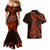Red Polynesia Couples Matching Mermaid Dress and Hawaiian Shirt Shark Tattoo With Polynesian Plumeria LT14 - Polynesian Pride