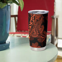 Red Polynesia Tumbler Cup Shark Tattoo With Polynesian Plumeria