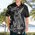 Black Polynesia Hawaiian Shirt Shark Tattoo With Polynesian Plumeria LT14 - Polynesian Pride