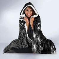 Black Polynesia Hooded Blanket Shark Tattoo With Polynesian Plumeria LT14 - Polynesian Pride