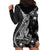 Black Polynesia Hoodie Dress Shark Tattoo With Polynesian Plumeria LT14 - Polynesian Pride