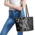 Black Polynesia Leather Tote Bag Shark Tattoo With Polynesian Plumeria LT14 - Polynesian Pride