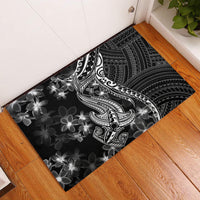 Black Polynesia Rubber Doormat Shark Tattoo With Polynesian Plumeria LT14 Black - Polynesian Pride