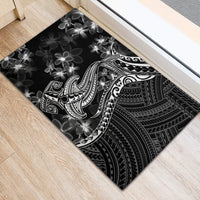 Black Polynesia Rubber Doormat Shark Tattoo With Polynesian Plumeria LT14 - Polynesian Pride
