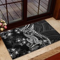 Black Polynesia Rubber Doormat Shark Tattoo With Polynesian Plumeria LT14 - Polynesian Pride
