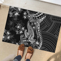 Black Polynesia Rubber Doormat Shark Tattoo With Polynesian Plumeria LT14 - Polynesian Pride