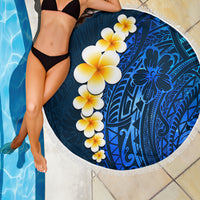 Blue Polynesia Beach Blanket Plumeria Tropical Leaves With Galaxy Polynesian Art LT14 - Polynesian Pride
