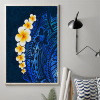 Blue Polynesia Canvas Wall Art Plumeria Tropical Leaves With Galaxy Polynesian Art LT14 - Polynesian Pride