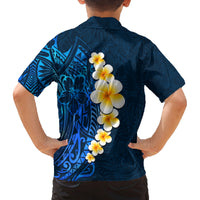Blue Polynesia Family Matching Tank Maxi Dress and Hawaiian Shirt Plumeria Tropical Leaves With Galaxy Polynesian Art LT14 - Polynesian Pride