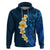 Blue Polynesia Hoodie Plumeria Tropical Leaves With Galaxy Polynesian Art LT14 Pullover Hoodie Blue - Polynesian Pride