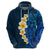 Blue Polynesia Hoodie Plumeria Tropical Leaves With Galaxy Polynesian Art LT14 - Polynesian Pride