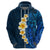 Blue Polynesia Hoodie Plumeria Tropical Leaves With Galaxy Polynesian Art LT14 - Polynesian Pride