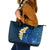 Blue Polynesia Leather Tote Bag Plumeria Tropical Leaves With Galaxy Polynesian Art LT14 Blue - Polynesian Pride