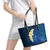 Blue Polynesia Leather Tote Bag Plumeria Tropical Leaves With Galaxy Polynesian Art LT14 - Polynesian Pride